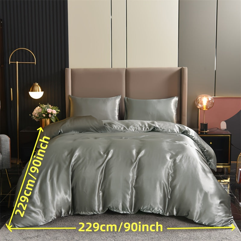 3-teiliges Satin-Bettwäsche-Set - Luxuriöse Bettbezüge mit seidig-weicher Textur