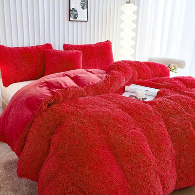 Plüsch-Bettwäsche-Set 3-teilig Multicolor – Kuschelig weiche Bettwäsche für Schlafzimmer