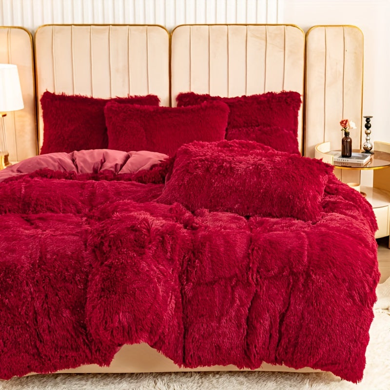 Plüsch-Bettwäsche-Set 3-teilig Multicolor – Kuschelig weiche Bettwäsche für Schlafzimmer