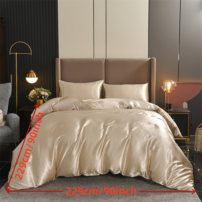 3-teiliges Satin-Bettwäsche-Set - Luxuriöse Bettbezüge mit seidig-weicher Textur