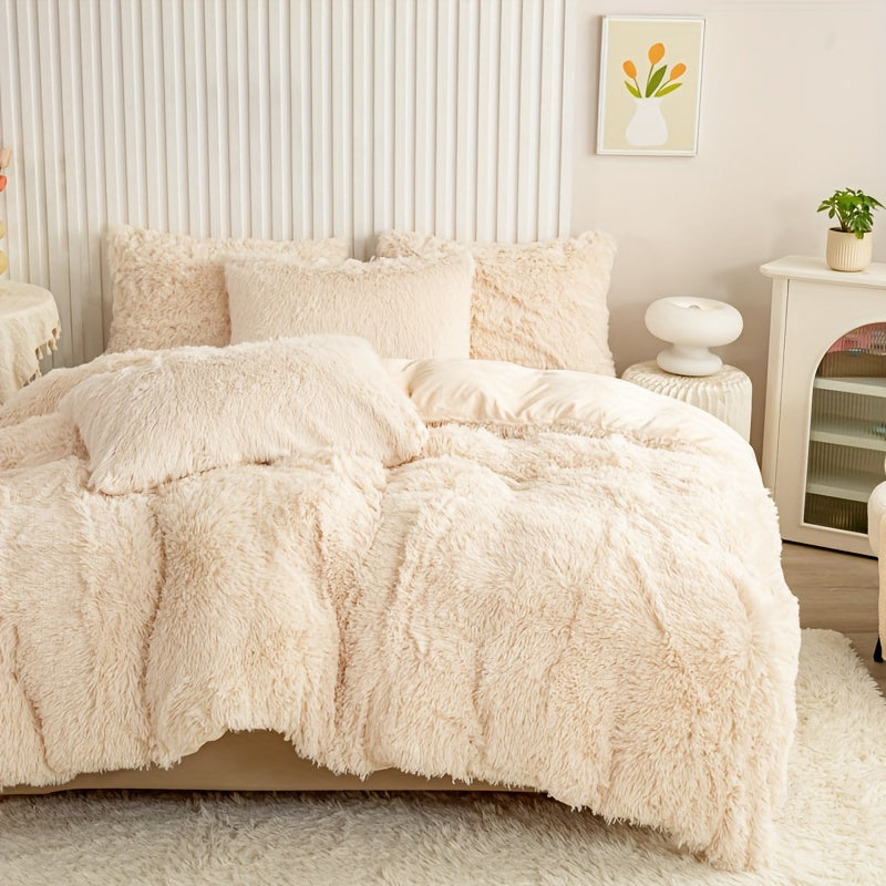 Plüsch-Bettwäsche-Set 3-teilig Multicolor – Kuschelig weiche Bettwäsche für Schlafzimmer