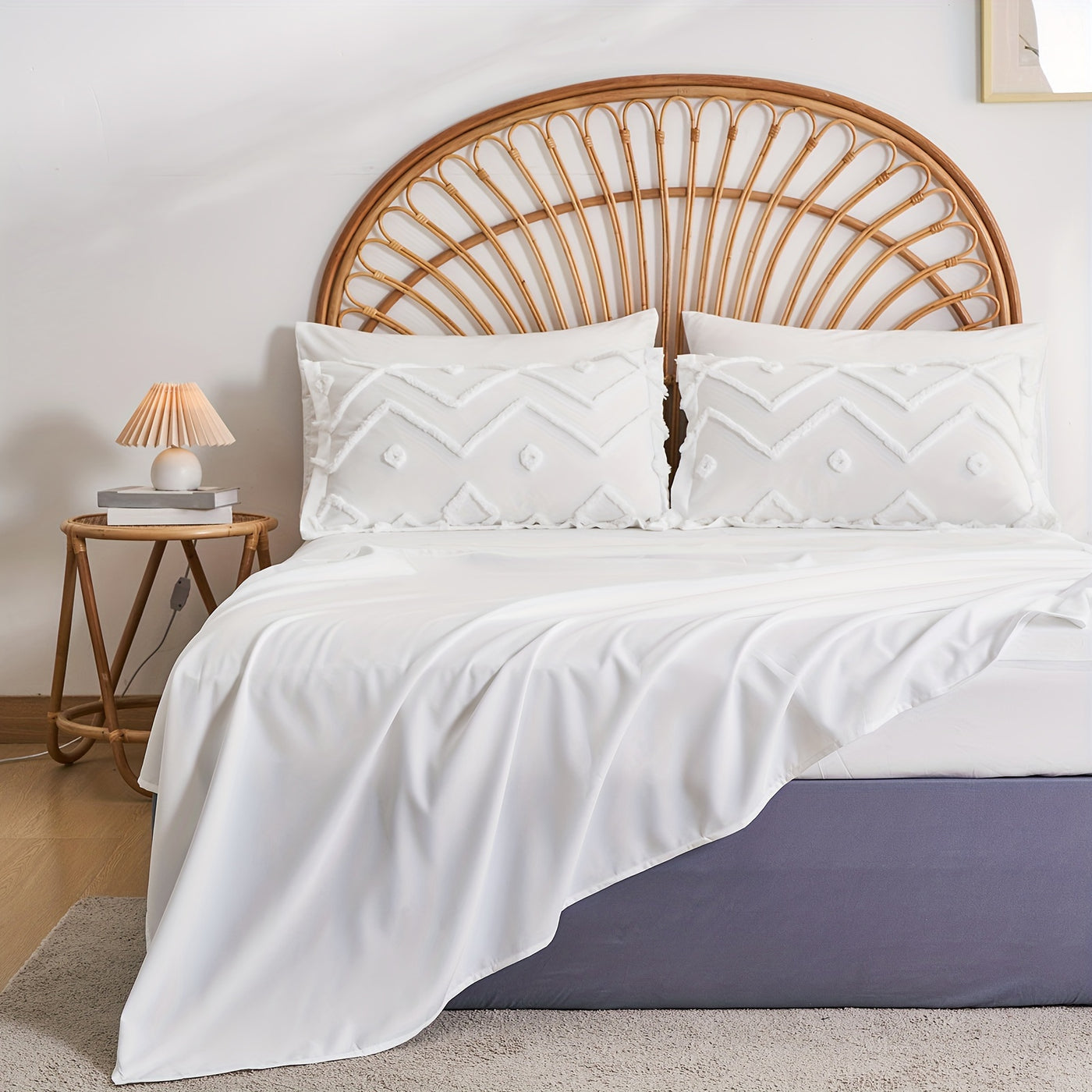 7-teiliges Boho Bettwäsche-Set Weiß - Weich & Warm Tufted Quilt -  Allround Solutions B&B