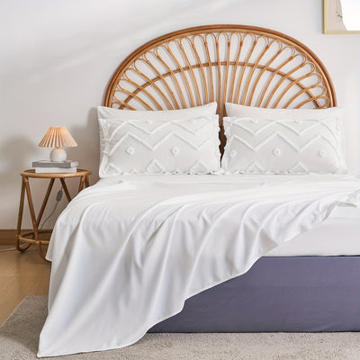 7-teiliges Boho Bettwäsche-Set Weiß - Weich & Warm Tufted Quilt -  Allround Solutions B&B