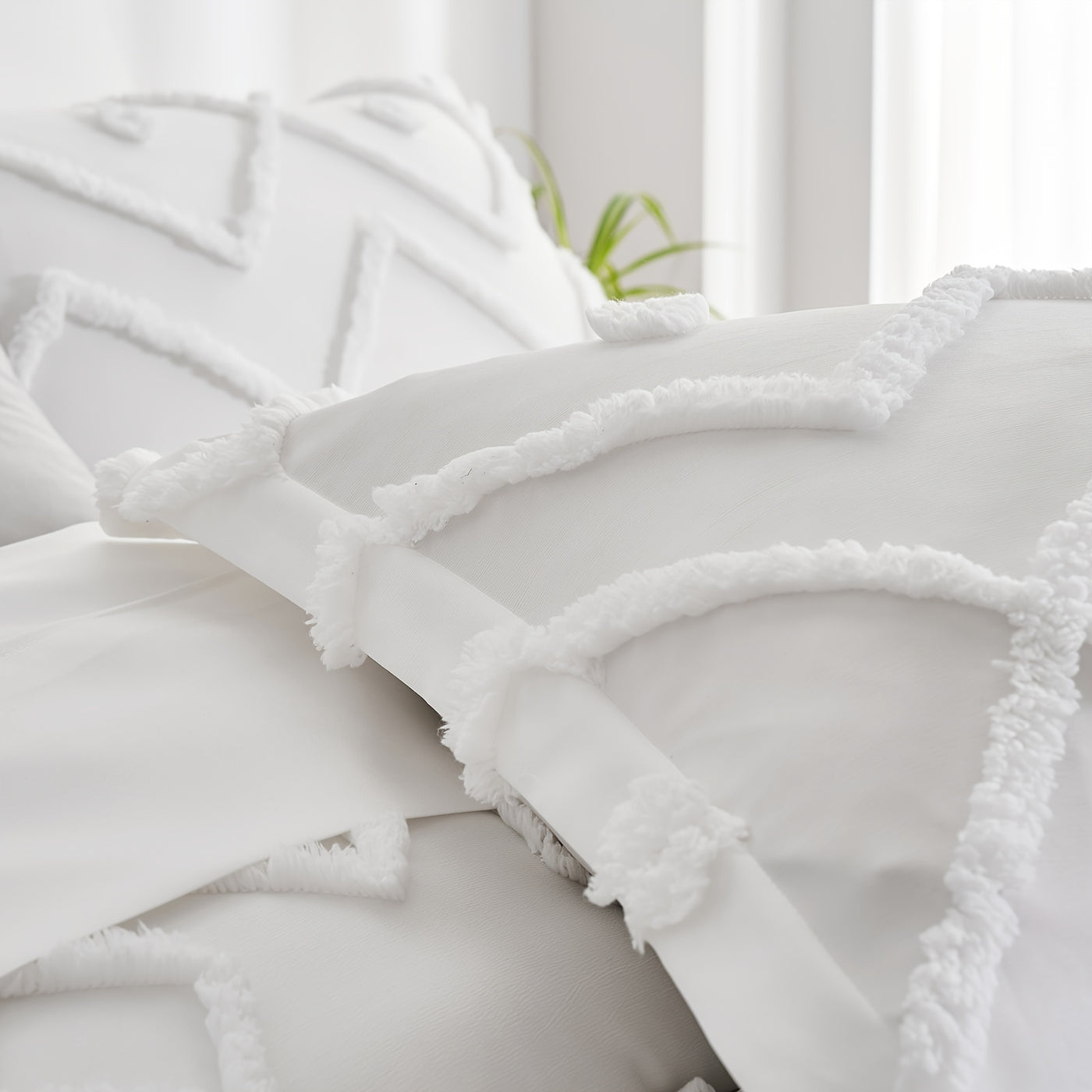 7-teiliges Boho Bettwäsche-Set Weiß - Weich & Warm Tufted Quilt -  Allround Solutions B&B