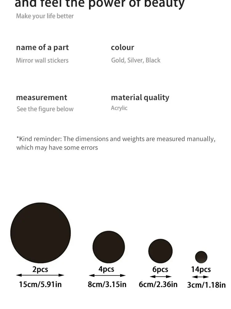 Acryl Spiegel Wandaufkleber 3D – 26 Stück Rund für Schlafzimmer & Bad -  Allround Solutions B&B