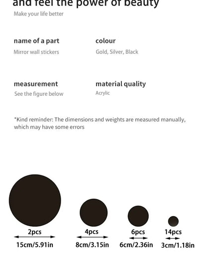 Acryl Spiegel Wandaufkleber 3D – 26 Stück Rund für Schlafzimmer & Bad -  Allround Solutions B&B