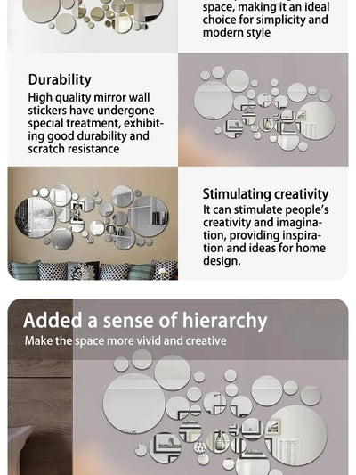 Acryl Spiegel Wandaufkleber 3D – 26 Stück Rund für Schlafzimmer & Bad -  Allround Solutions B&B