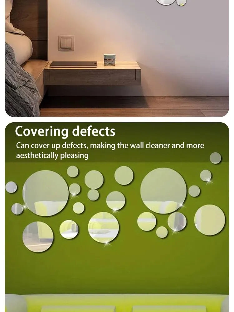 Acryl Spiegel Wandaufkleber 3D – 26 Stück Rund für Schlafzimmer & Bad -  Allround Solutions B&B