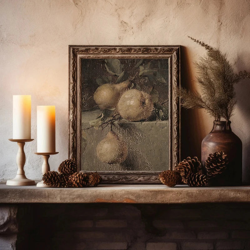 Antike Vintage Frucht Zitrone Granatapfel Birne Stillleben Poster drucken Leinwand Malerei Wandbilder für Küche Zimmer Wohnkultur -  Allround Solutions B&B