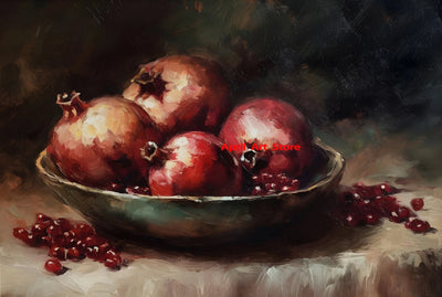 Antike Vintage Frucht Zitrone Granatapfel Birne Stillleben Poster drucken Leinwand Malerei Wandbilder für Küche Zimmer Wohnkultur -  Allround Solutions B&B