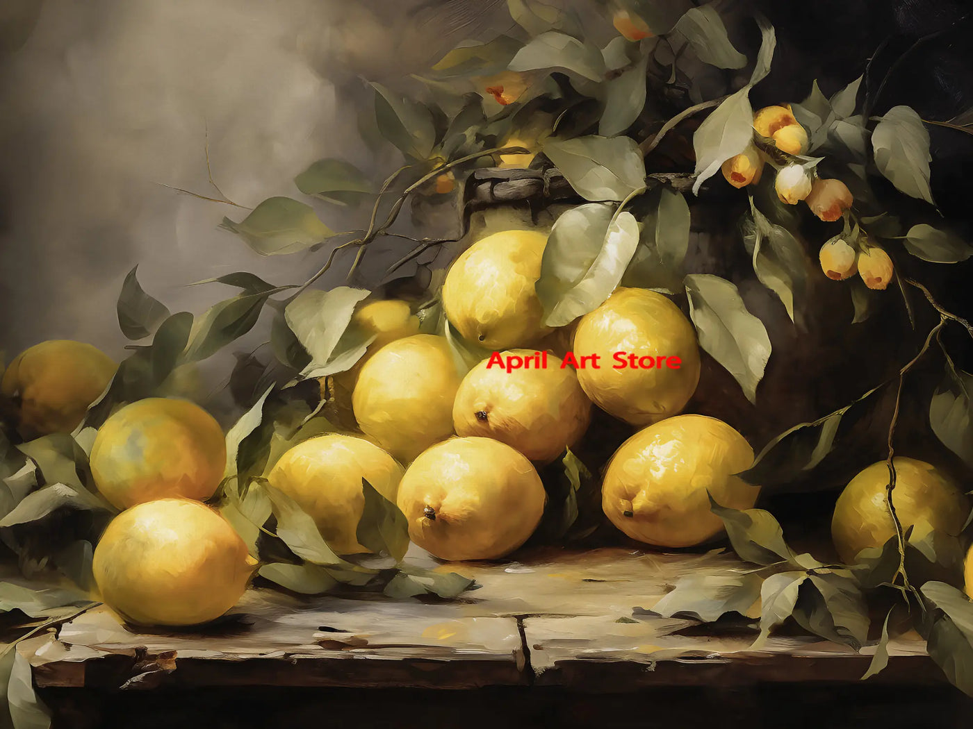 Antike Vintage Frucht Zitrone Granatapfel Birne Stillleben Poster drucken Leinwand Malerei Wandbilder für Küche Zimmer Wohnkultur -  Allround Solutions B&B