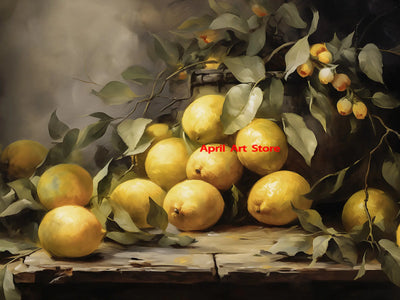 Antike Vintage Frucht Zitrone Granatapfel Birne Stillleben Poster drucken Leinwand Malerei Wandbilder für Küche Zimmer Wohnkultur -  Allround Solutions B&B