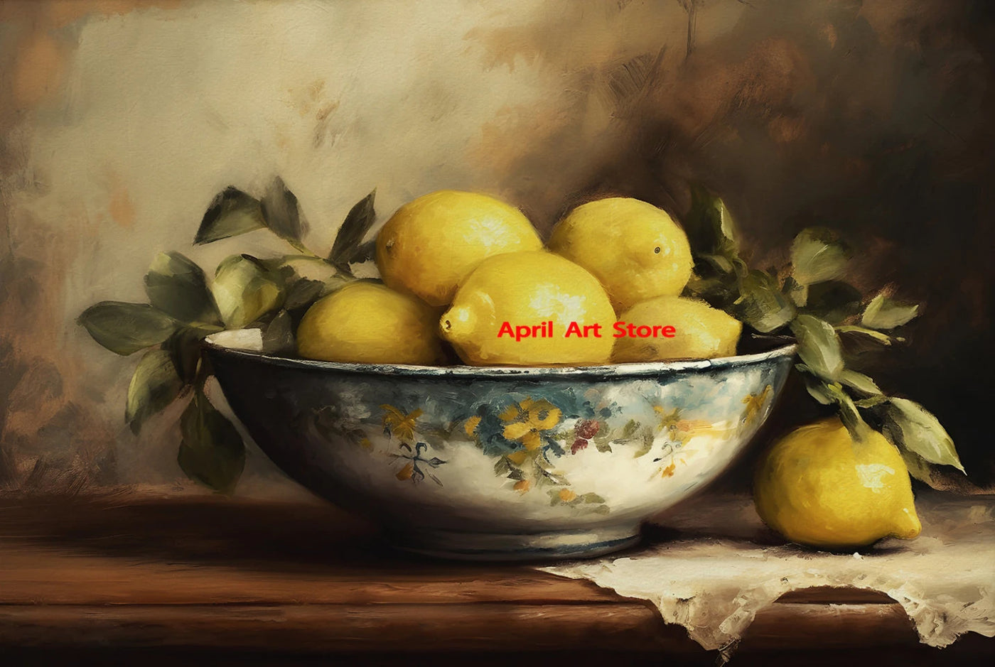 Antike Vintage Frucht Zitrone Granatapfel Birne Stillleben Poster drucken Leinwand Malerei Wandbilder für Küche Zimmer Wohnkultur -  Allround Solutions B&B