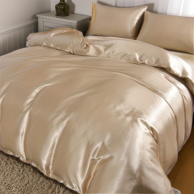 3-teiliges Satin-Bettwäsche-Set - Luxuriöse Bettbezüge mit seidig-weicher Textur