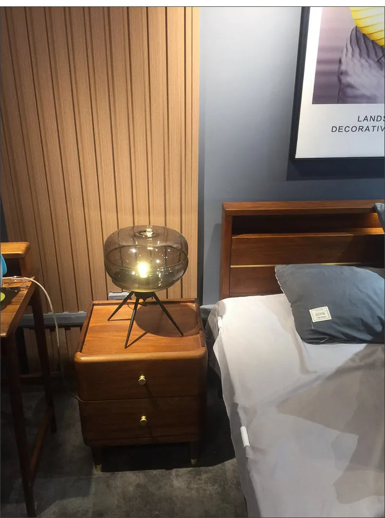 Italienische Glas-Tischlampe LED – Luxus Ecklampe für Schlafzimmer & Wohnzimmer -  Allround Solutions B&B