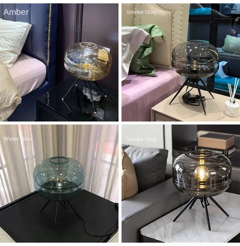 Italienische Glas-Tischlampe LED – Luxus Ecklampe für Schlafzimmer & Wohnzimmer -  Allround Solutions B&B