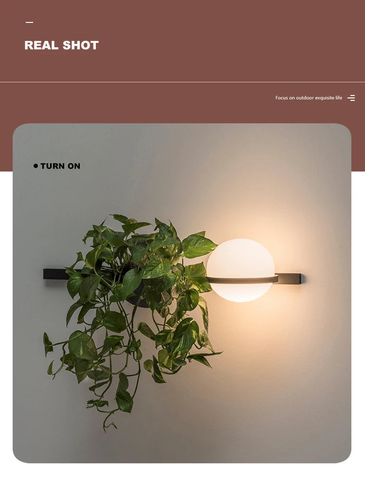 LED Pflanzen-Wandlampe Modern – Dekorative Topf-Lampe für Wohnzimmer & Café -  Allround Solutions B&B