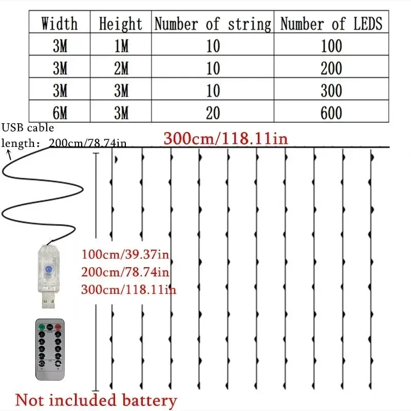 LED Vorhang Lichterkette USB – 8 Modi Fernbedienung für Weihnachten & Hochzeit -  Allround Solutions B&B