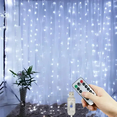 LED Vorhang Lichterkette USB – 8 Modi Fernbedienung für Weihnachten & Hochzeit -  Allround Solutions B&B