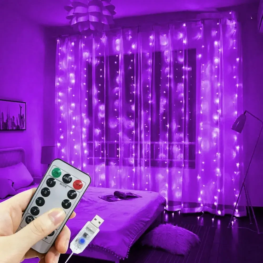 LED Vorhang Lichterkette USB – 8 Modi Fernbedienung für Weihnachten & Hochzeit -  Allround Solutions B&B