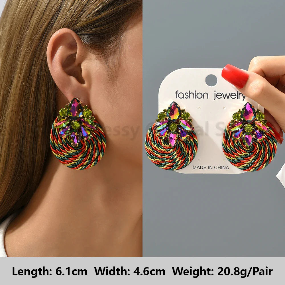 Strass Ohrringe Bunt – Glänzende Luxus Ohrstecker für Frauen | Party Schmuck