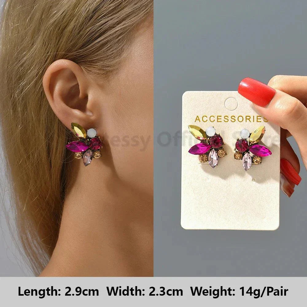 Valentines Kristall Ohrringe mit bunten Baumelsteinen, luxuriös und romantisch für Frauen