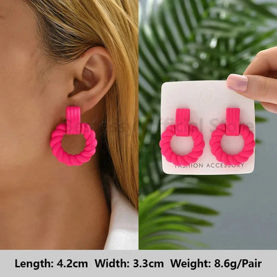 Valentines Kristall Baumeln Ohrringe rosafarbene kreisförmige Ohrhänger aus Resin