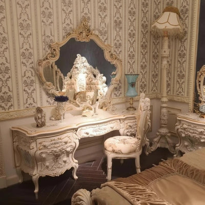 Schminktisch Nordisch Vintage – Birkenholz mit Spiegel & Schubladen | Luxus -  Allround Solutions B&B