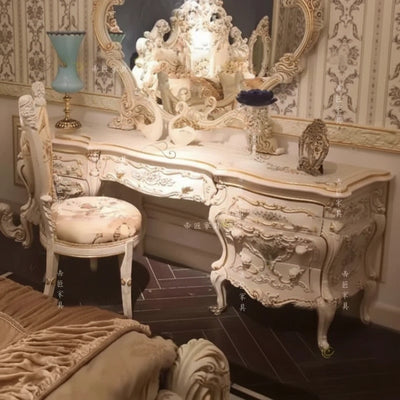 Schminktisch Nordisch Vintage – Birkenholz mit Spiegel & Schubladen | Luxus -  Allround Solutions B&B