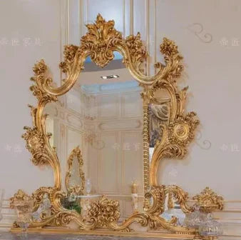 Schminktisch Vintage Gold – Luxus Birkenholz mit Spiegel & Hocker | Nordisch -  Allround Solutions B&B