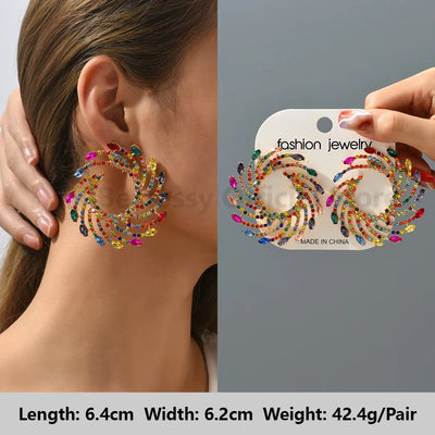 Strass Ohrringe Bunt – Glänzende Luxus Ohrstecker für Frauen | Party Schmuck