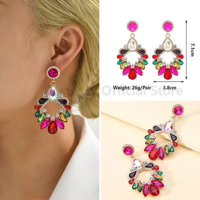 Strass Ohrringe Bunt – Glänzende Luxus Ohrstecker für Frauen | Party Schmuck -  Allround Solutions B&B