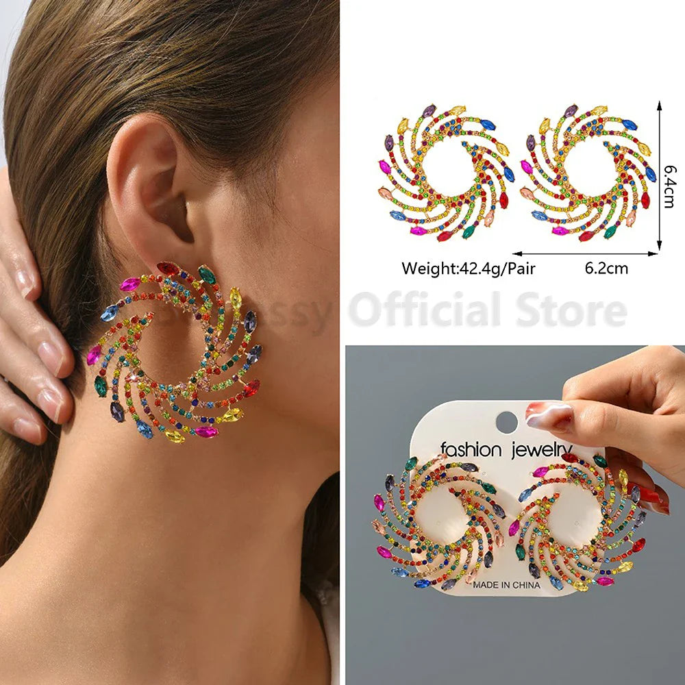 Strass Ohrringe Bunt – Glänzende Luxus Ohrstecker für Frauen | Party Schmuck -  Allround Solutions B&B