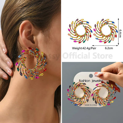 Strass Ohrringe Bunt – Glänzende Luxus Ohrstecker für Frauen | Party Schmuck -  Allround Solutions B&B