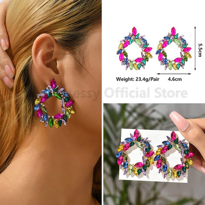 Strass Ohrringe Bunt – Glänzende Luxus Ohrstecker für Frauen | Party Schmuck -  Allround Solutions B&B
