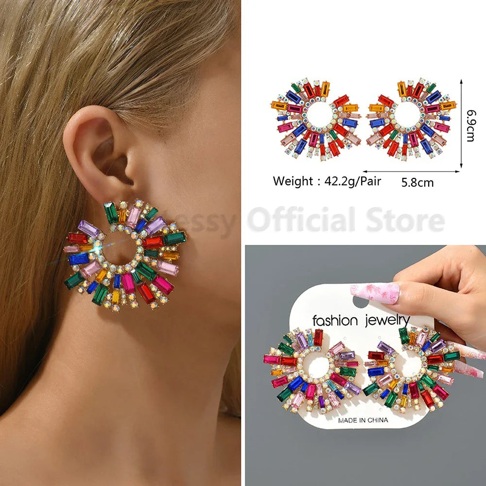Strass Ohrringe Bunt – Glänzende Luxus Ohrstecker für Frauen | Party Schmuck -  Allround Solutions B&B
