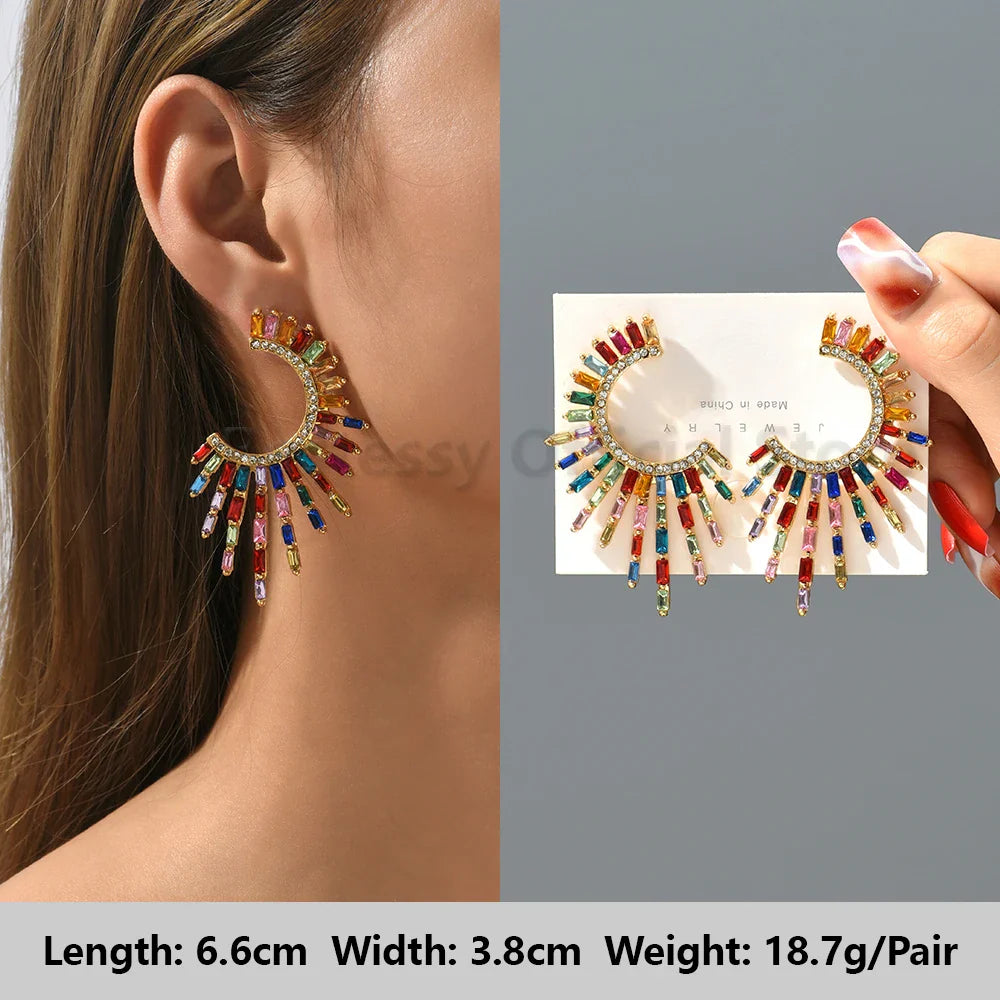 Strass Ohrringe Bunt – Glänzende Luxus Ohrstecker für Frauen | Party Schmuck -  Allround Solutions B&B