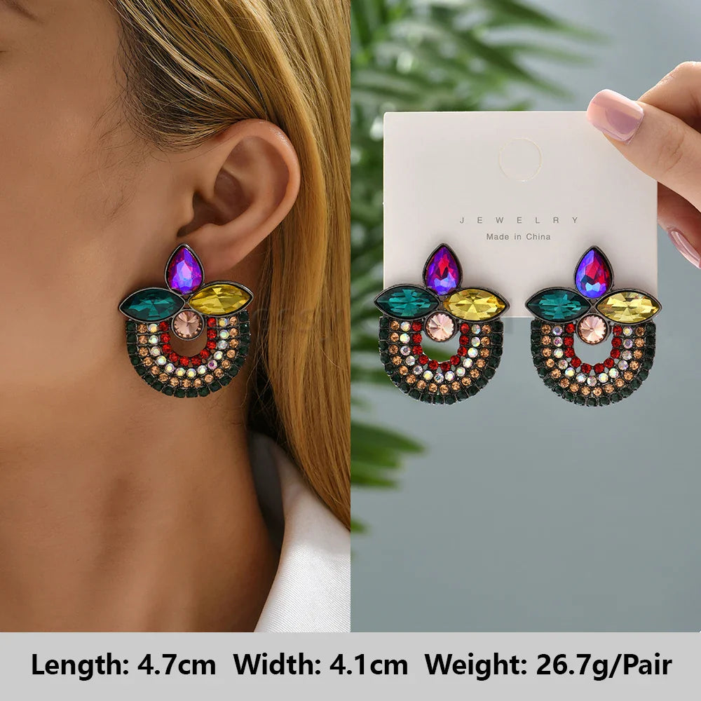 Strass Ohrringe Bunt – Glänzende Luxus Ohrstecker für Frauen | Party Schmuck -  Allround Solutions B&B