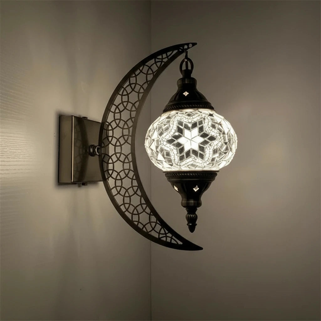 Türkische Mosaik-Wandleuchte Art Deco – Handgefertigte Mond-Lampe Mediterran -  Allround Solutions B&B