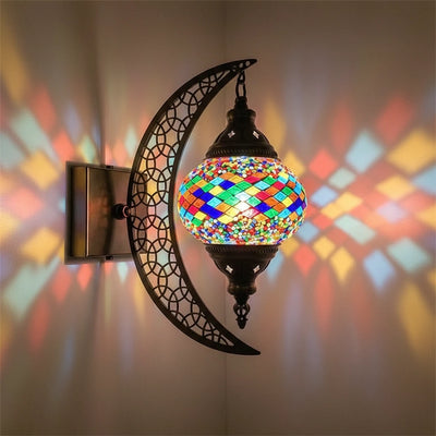 Türkische Mosaik-Wandleuchte Art Deco – Handgefertigte Mond-Lampe Mediterran -  Allround Solutions B&B
