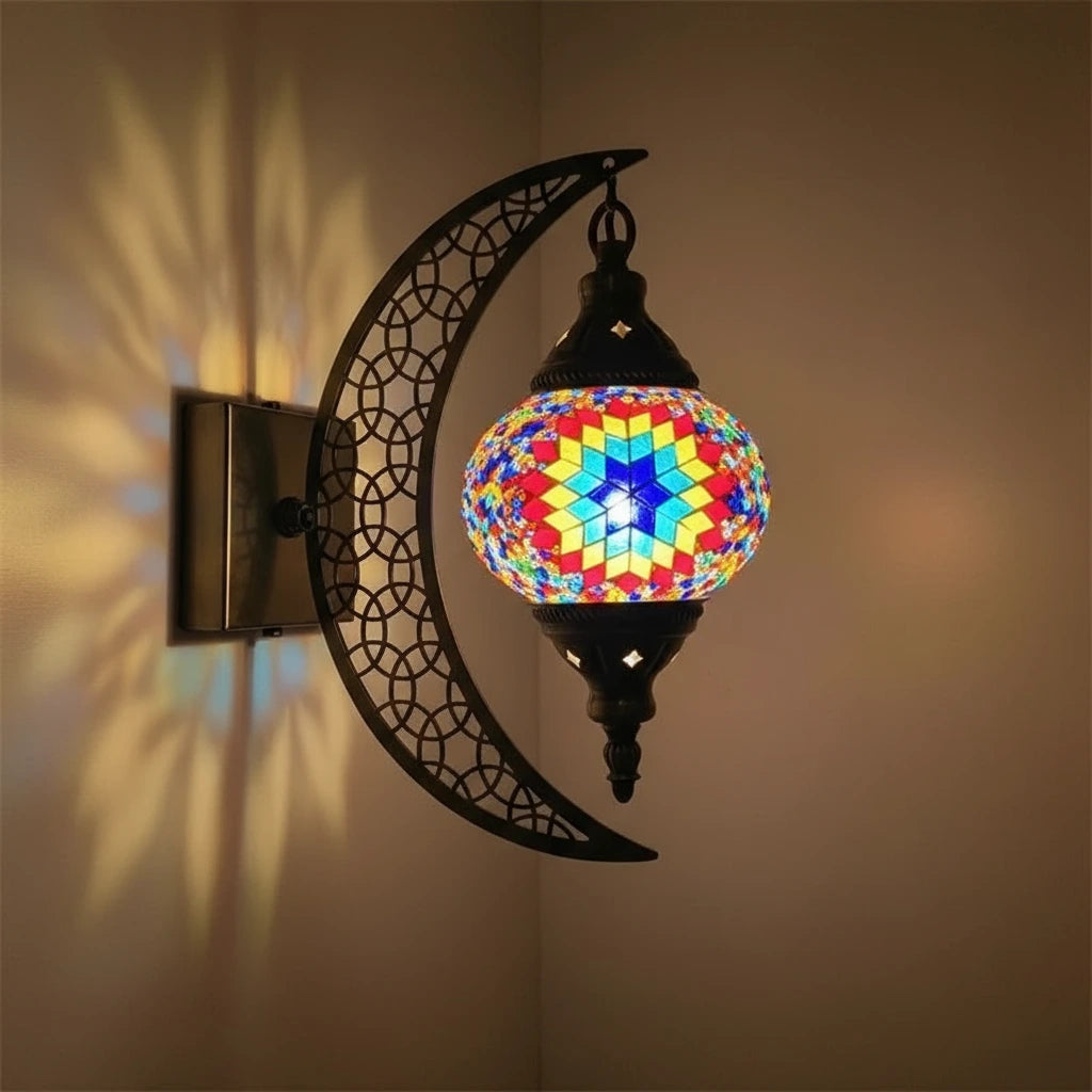 Türkische Mosaik-Wandleuchte Art Deco – Handgefertigte Mond-Lampe Mediterran -  Allround Solutions B&B