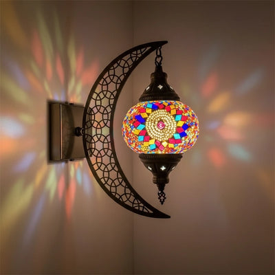 Türkische Mosaik-Wandleuchte Art Deco – Handgefertigte Mond-Lampe Mediterran -  Allround Solutions B&B