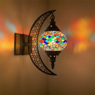 Türkische Mosaik-Wandleuchte Art Deco – Handgefertigte Mond-Lampe Mediterran -  Allround Solutions B&B