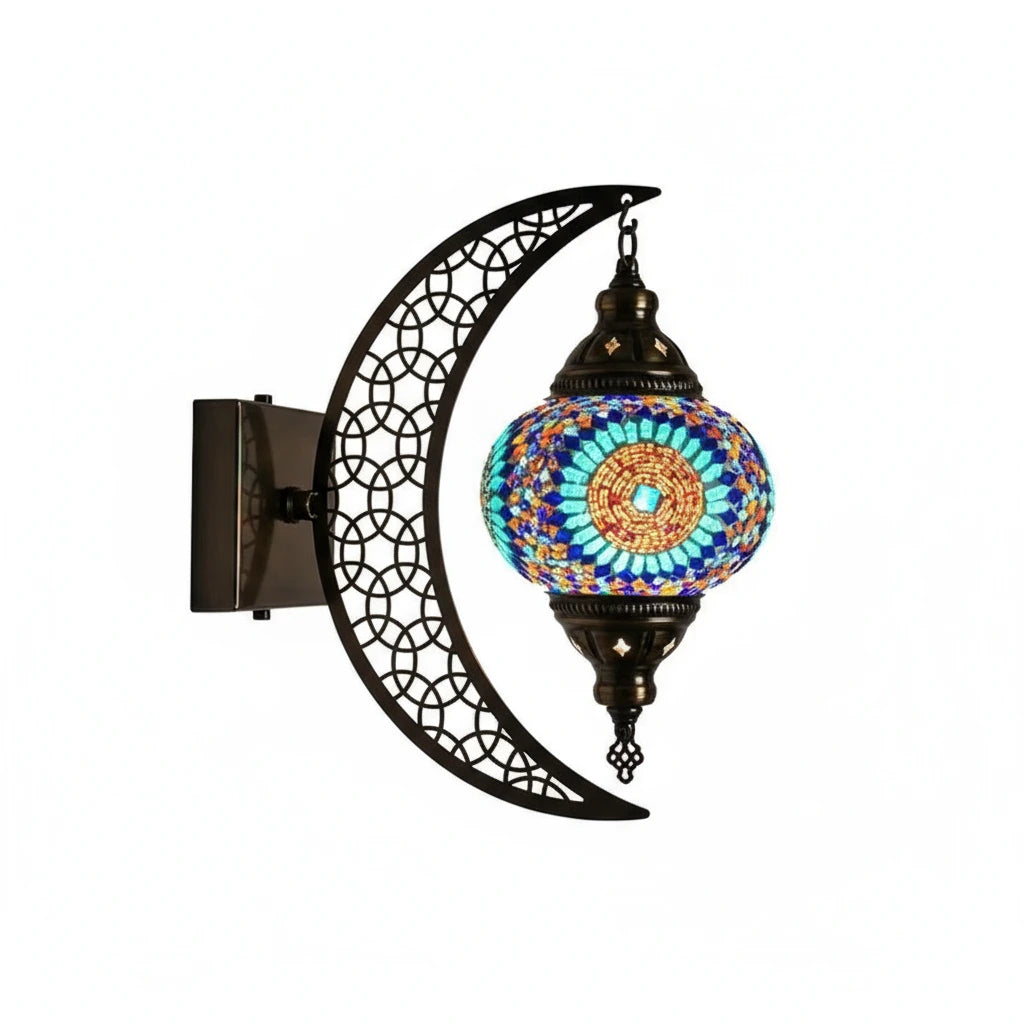 Türkische Mosaik-Wandleuchte Art Deco – Handgefertigte Mond-Lampe Mediterran -  Allround Solutions B&B