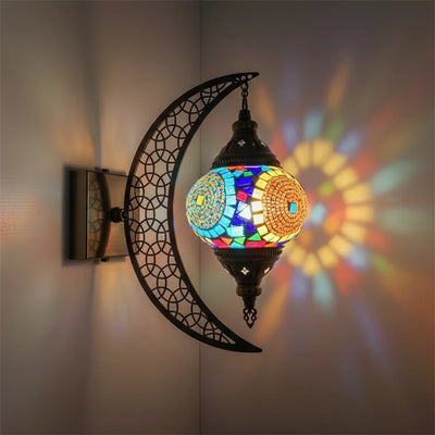 Türkische Mosaik-Wandleuchte Art Deco – Handgefertigte Mond-Lampe Mediterran -  Allround Solutions B&B