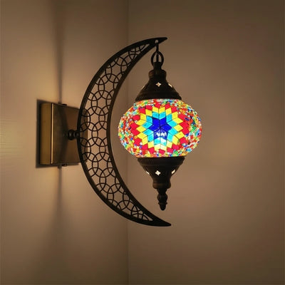 Türkische Mosaik-Wandleuchte Art Deco – Handgefertigte Mond-Lampe Mediterran -  Allround Solutions B&B