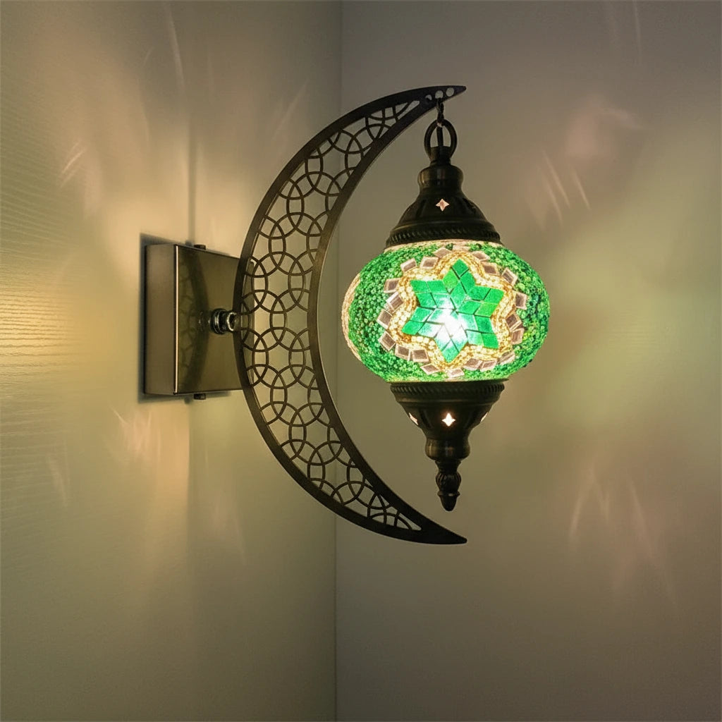 Türkische Mosaik-Wandleuchte Art Deco – Handgefertigte Mond-Lampe Mediterran -  Allround Solutions B&B