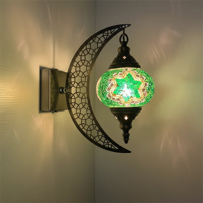 Türkische Mosaik-Wandleuchte Art Deco – Handgefertigte Mond-Lampe Mediterran -  Allround Solutions B&B