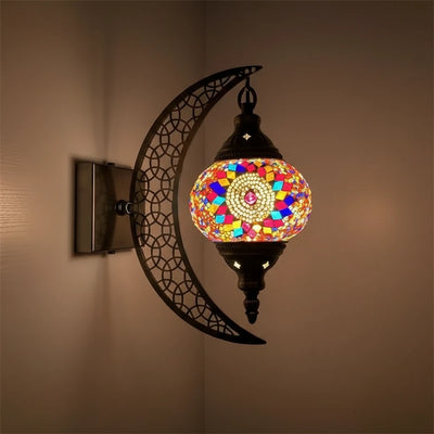 Türkische Mosaik-Wandleuchte Art Deco – Handgefertigte Mond-Lampe Mediterran -  Allround Solutions B&B