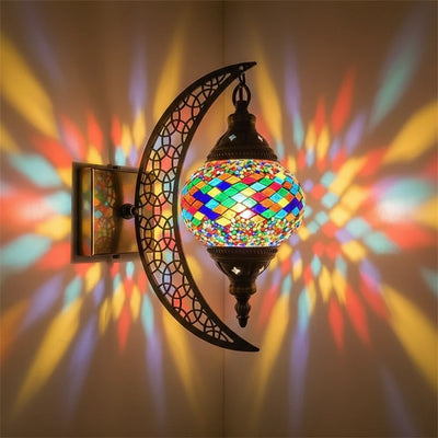 Türkische Mosaik-Wandleuchte Art Deco – Handgefertigte Mond-Lampe Mediterran -  Allround Solutions B&B
